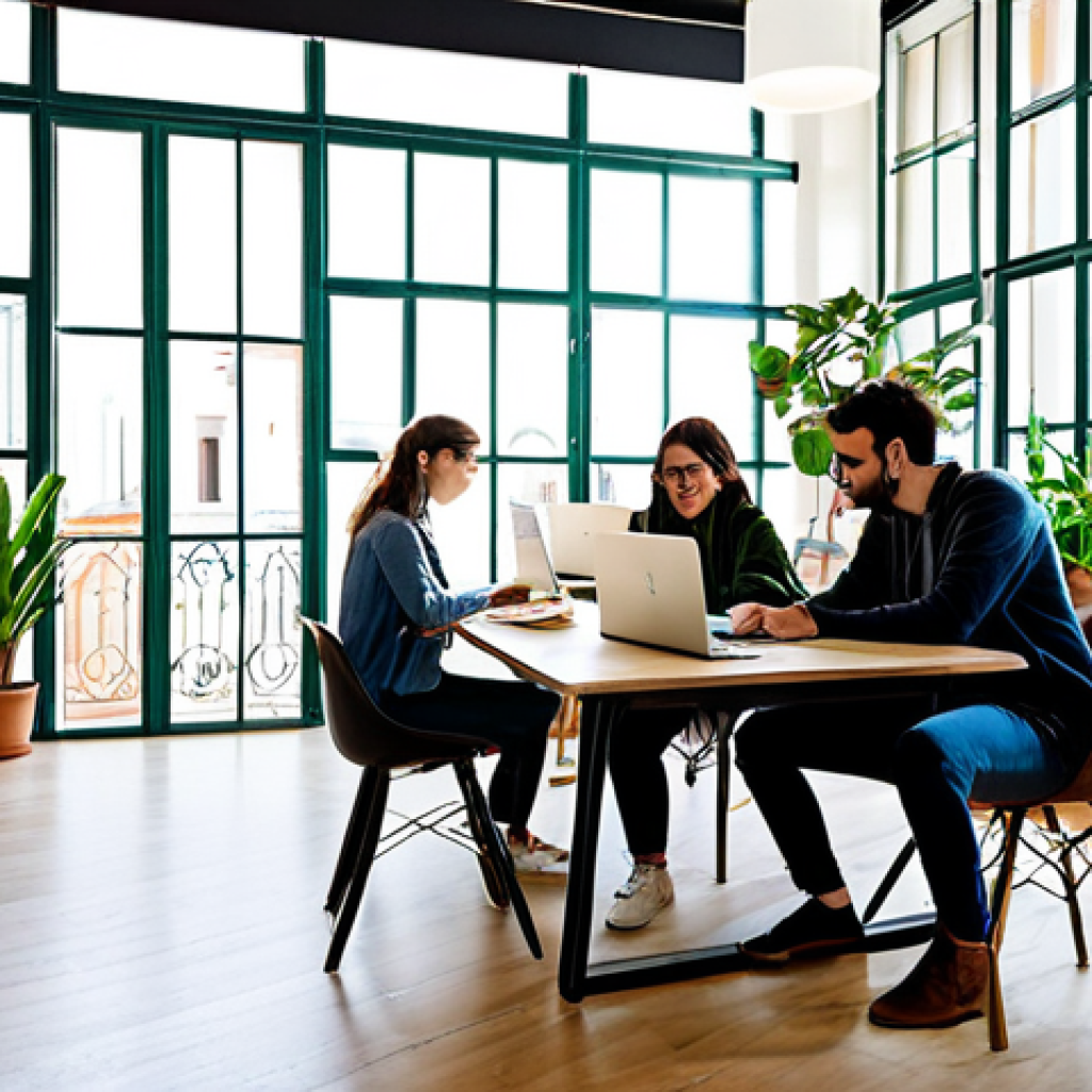 디지털 노마드와 글로벌 비즈니스의 관계 - Coworking Collaboration**
"A bright and airy coworking space in Lisbon, Portugal, featuring digital...