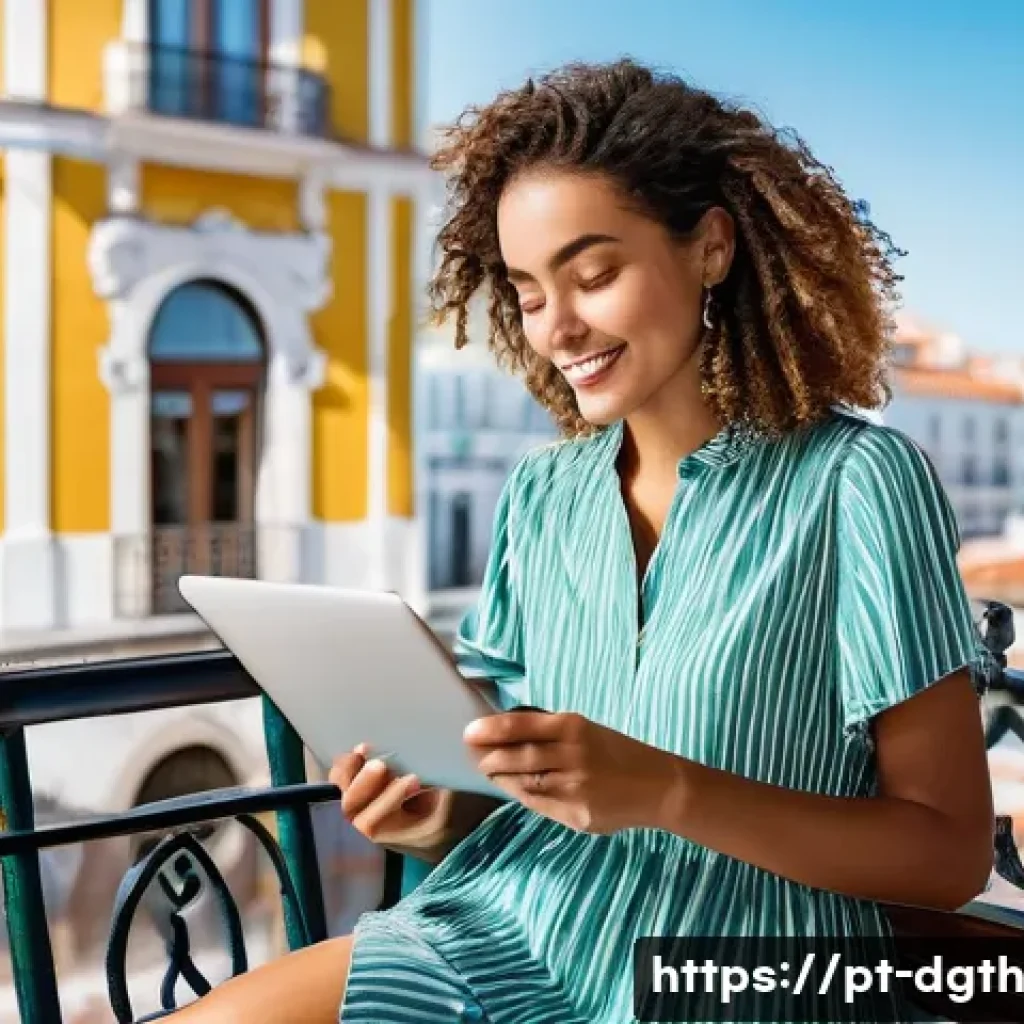 디지털 노마드의 커리어 포지셔닝 - **Prompt:** A vibrant, sunlit image depicting a female digital nomad, in her late 20s to early 30s, ...