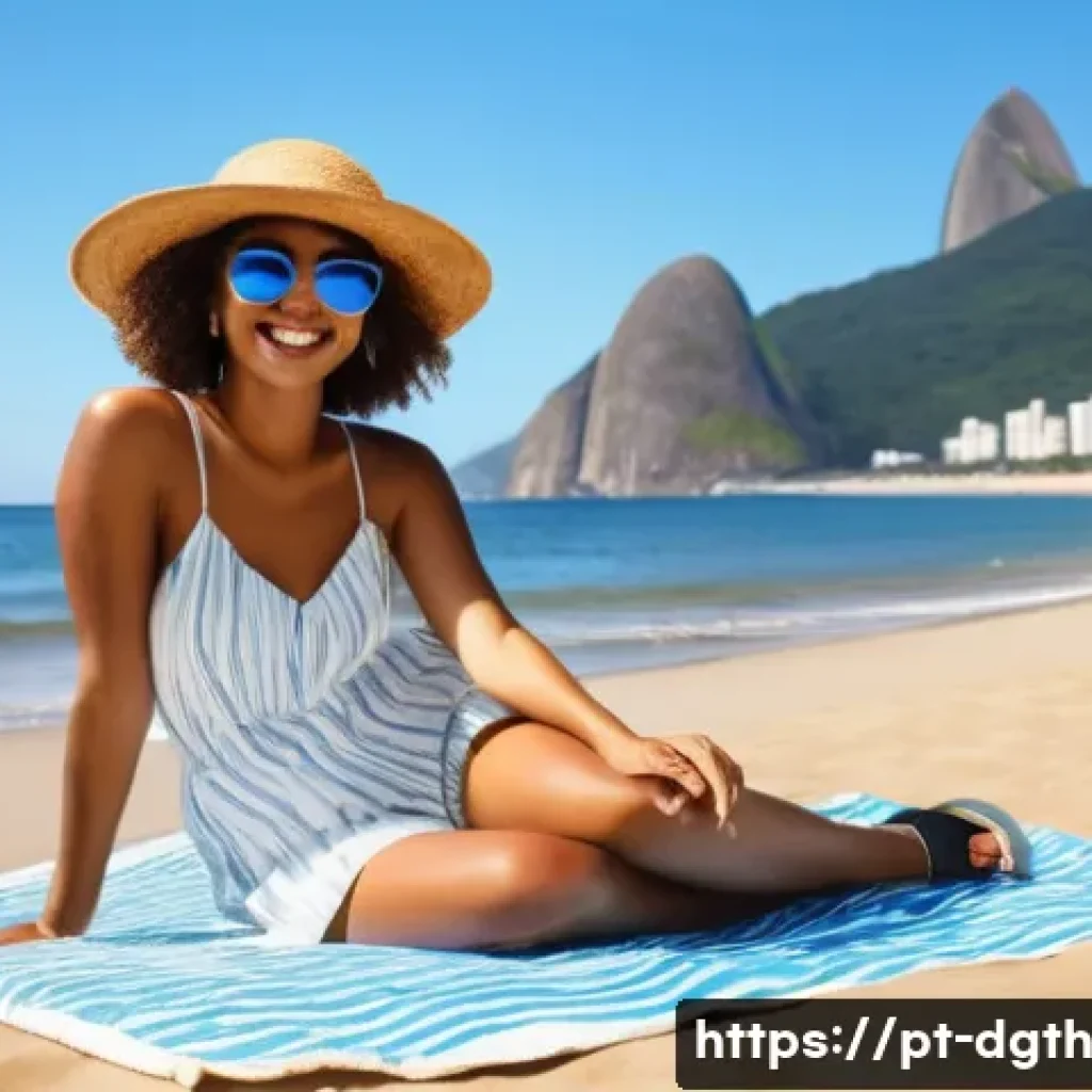 디지털 노마드와 개인 브랜드 구축 - **Prompt: Empowered Digital Nomad at Ipanema Beach**
A young woman in her late 20s, with a radi...