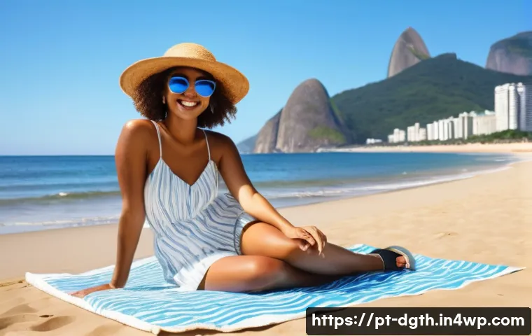 디지털 노마드와 개인 브랜드 구축 - **Prompt: Empowered Digital Nomad at Ipanema Beach**
A young woman in her late 20s, with a radi...