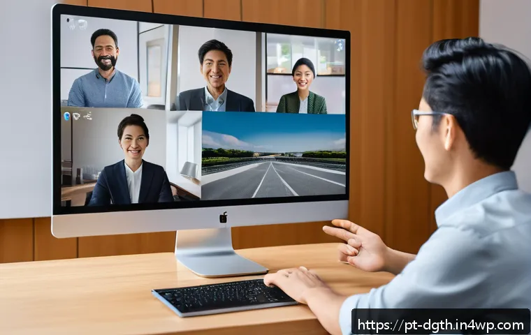 디지털 노마드로서의 효율적인 커뮤니케이션 - A diverse group of digital nomads from Latin America and Japan engaged in a virtual video conference...